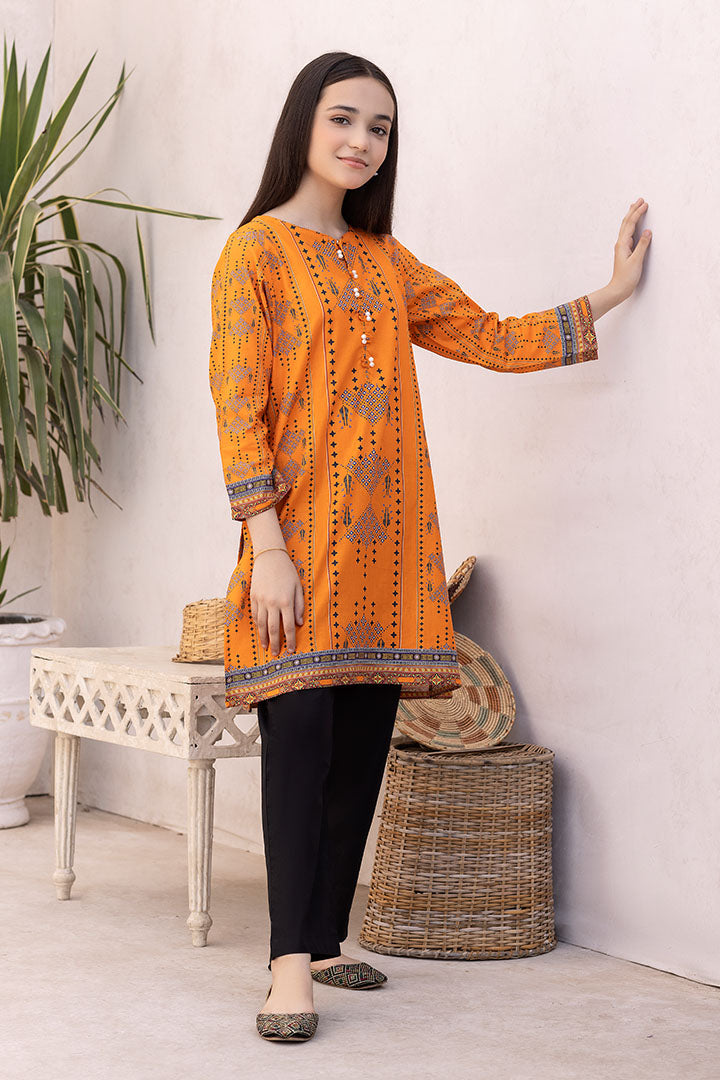 2 Pieces Orange Digital Printed Suit