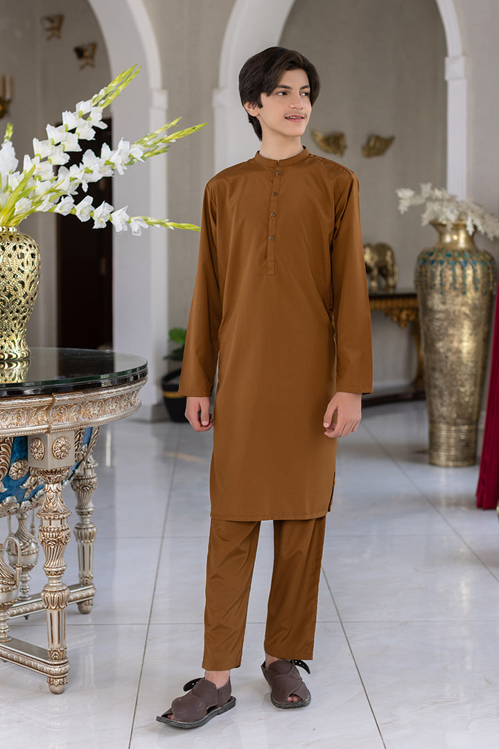 Wash & Wear Brown Kurta Trouser