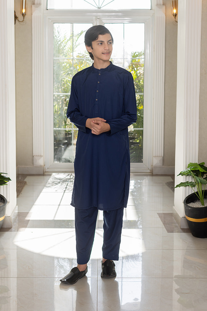 WASH & WEAR NAVY BLUE KURTA TROUSER