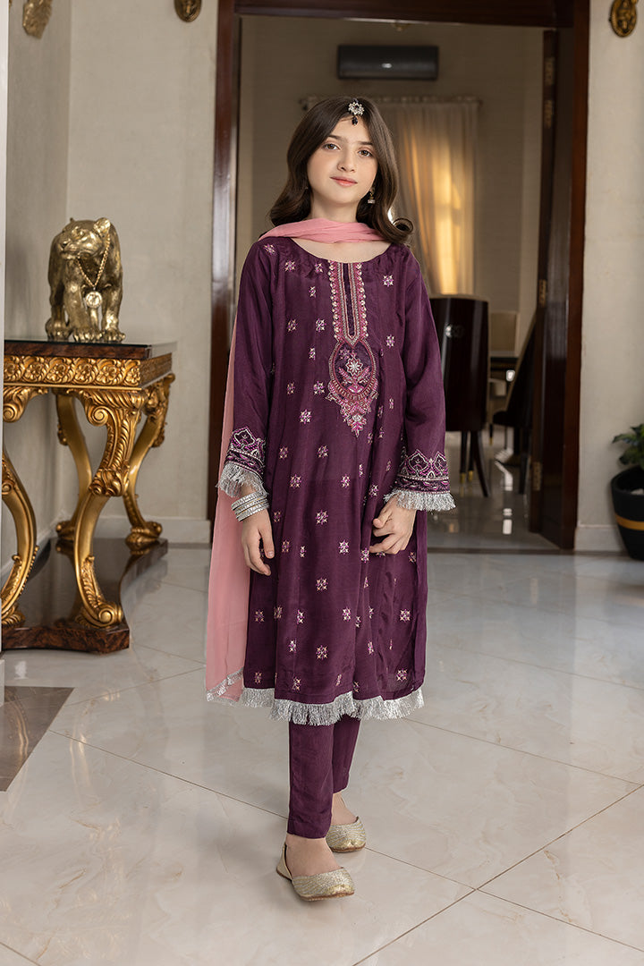 3 PIeces RAO Silk Plum Suit