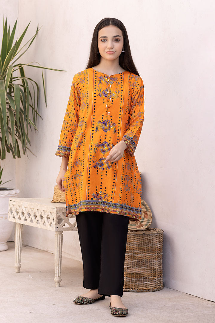 2 Pieces Orange Digital Printed Suit