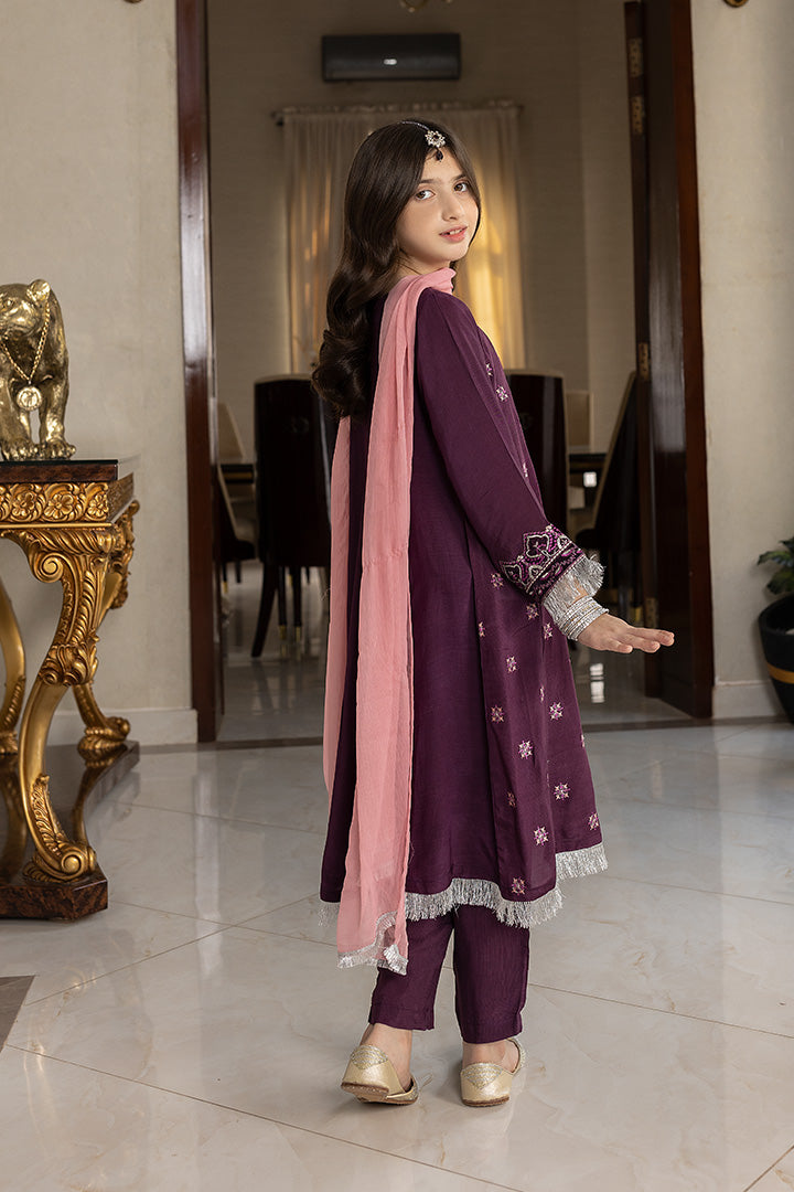 3 PIeces RAO Silk Plum Suit