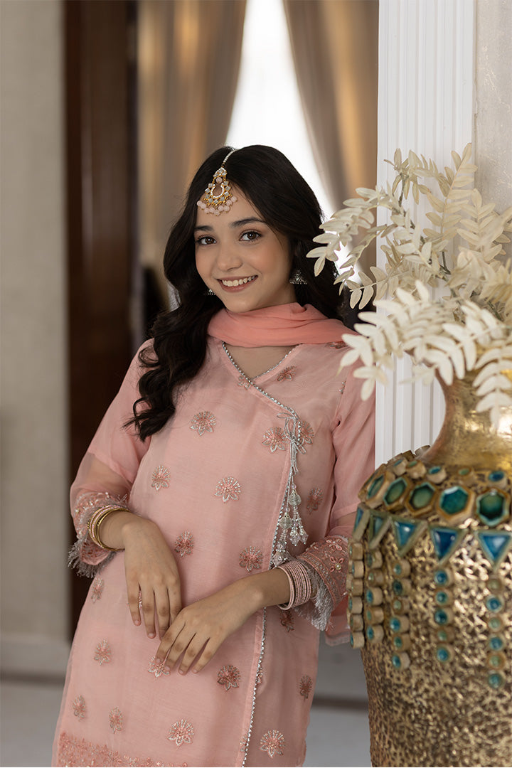 3 Pieces Peach Angrakha Suit