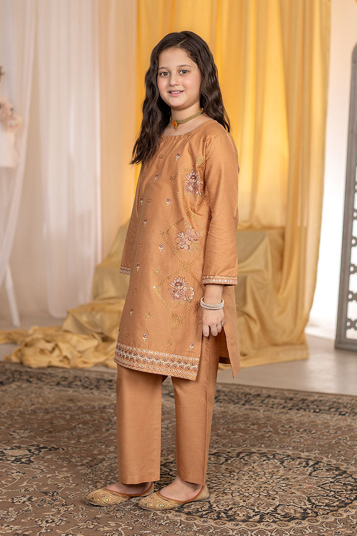 Golden Dusk-2 PIECE EMBROIDERED Cotton SUIT