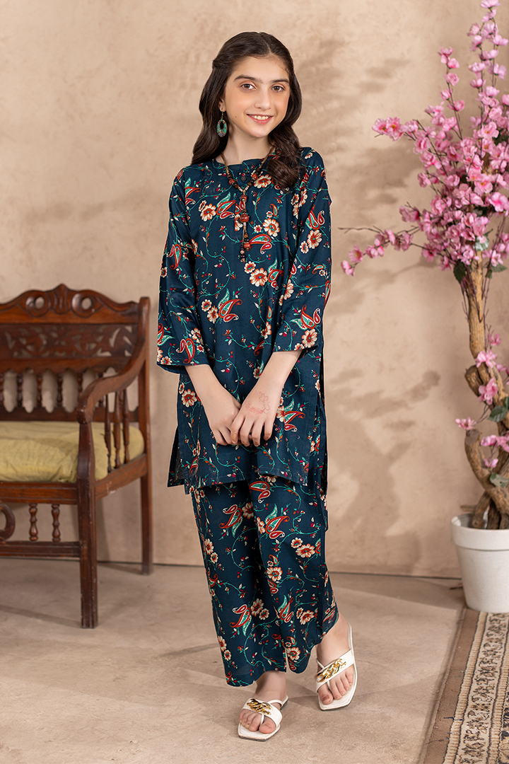 Teal Blossom- 2 Piece Printed