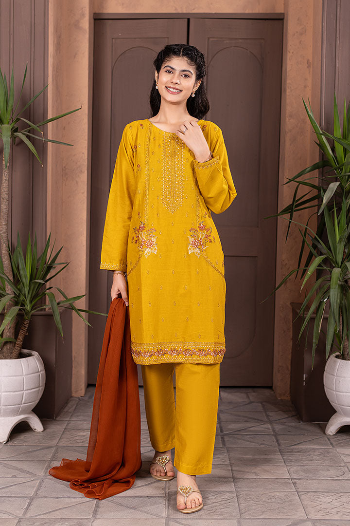 Saffron 2.0-3 Piece Embroidered Cotton Suit