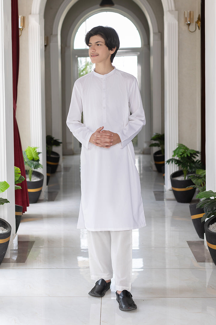 SELF COTTON WHITE KURTA TROUSER