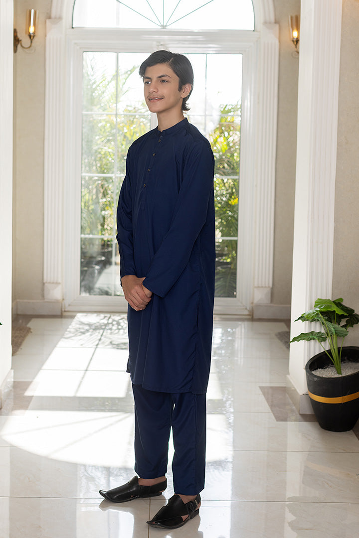 WASH & WEAR NAVY BLUE KURTA TROUSER