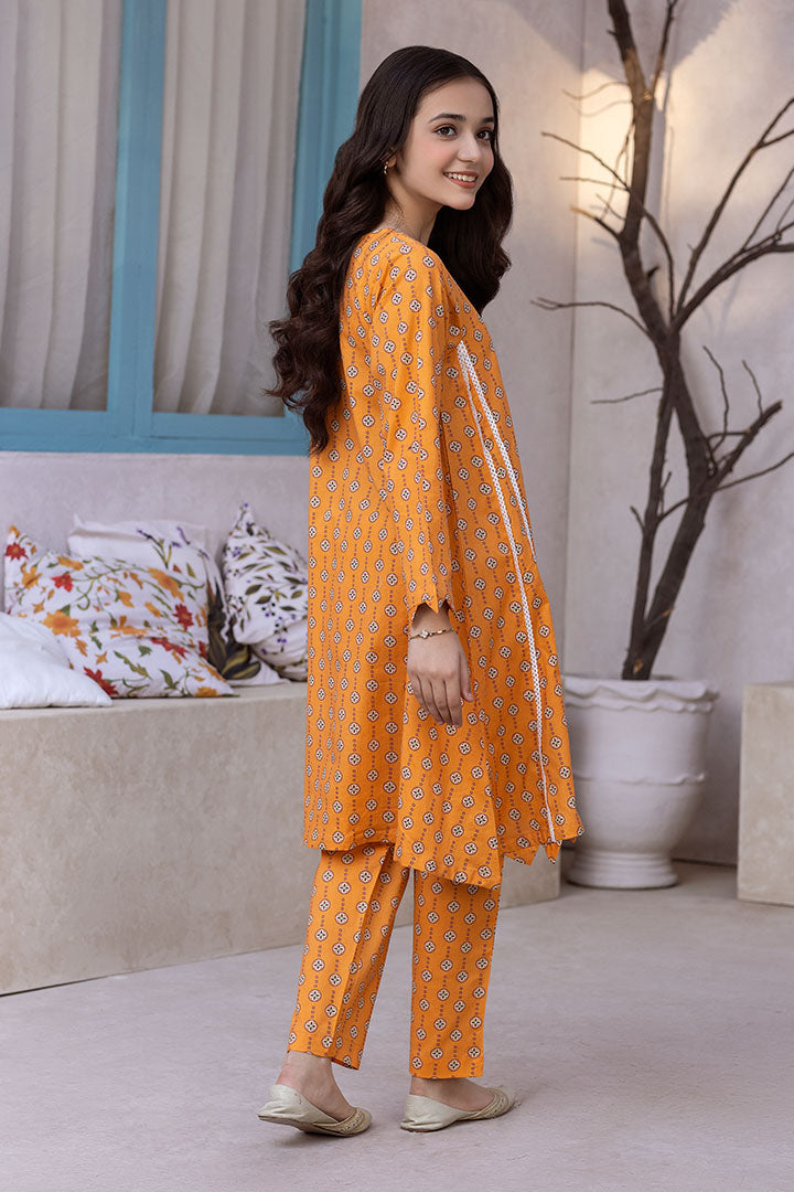 2 Pieces Pumpkin Orange Digital Printed Suit