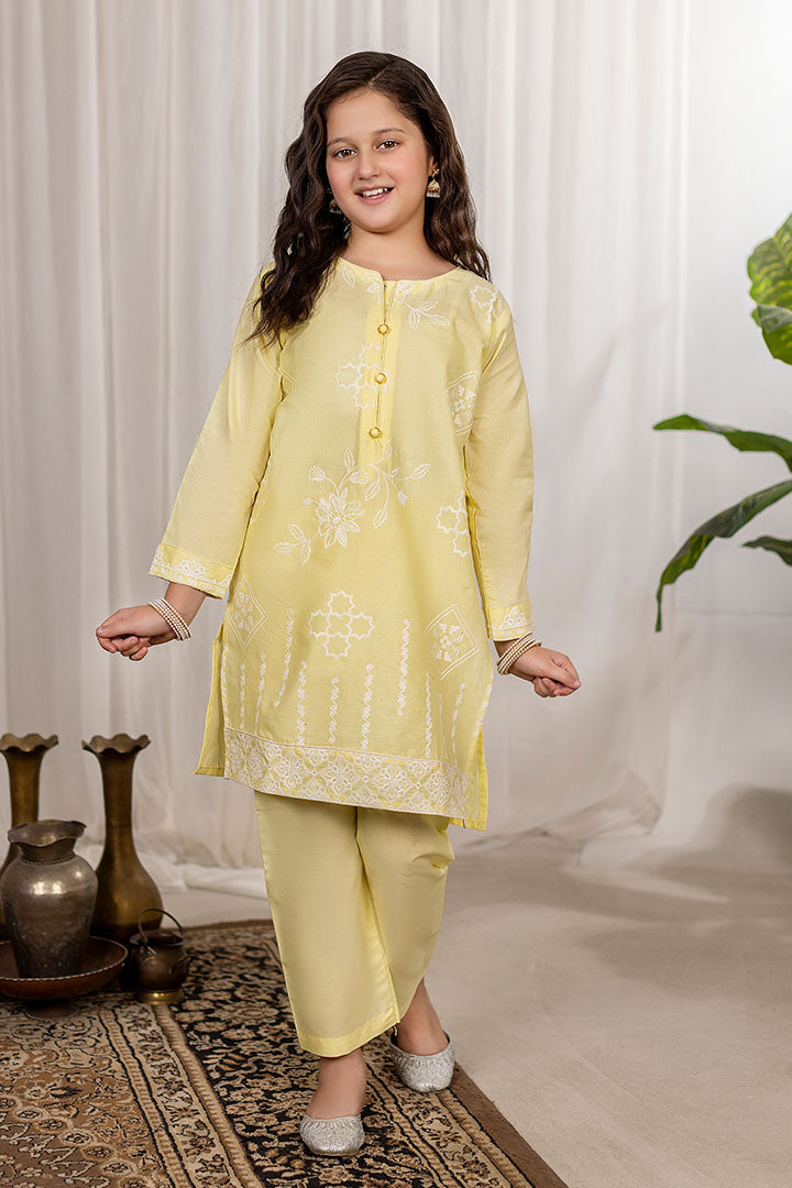 Lemon Glow-2 PIECE EMBROIDERED Cotton SUIT