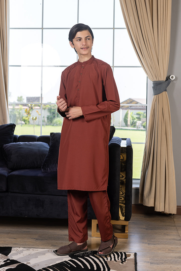 Wash & Wear Rust Kurta Trouser