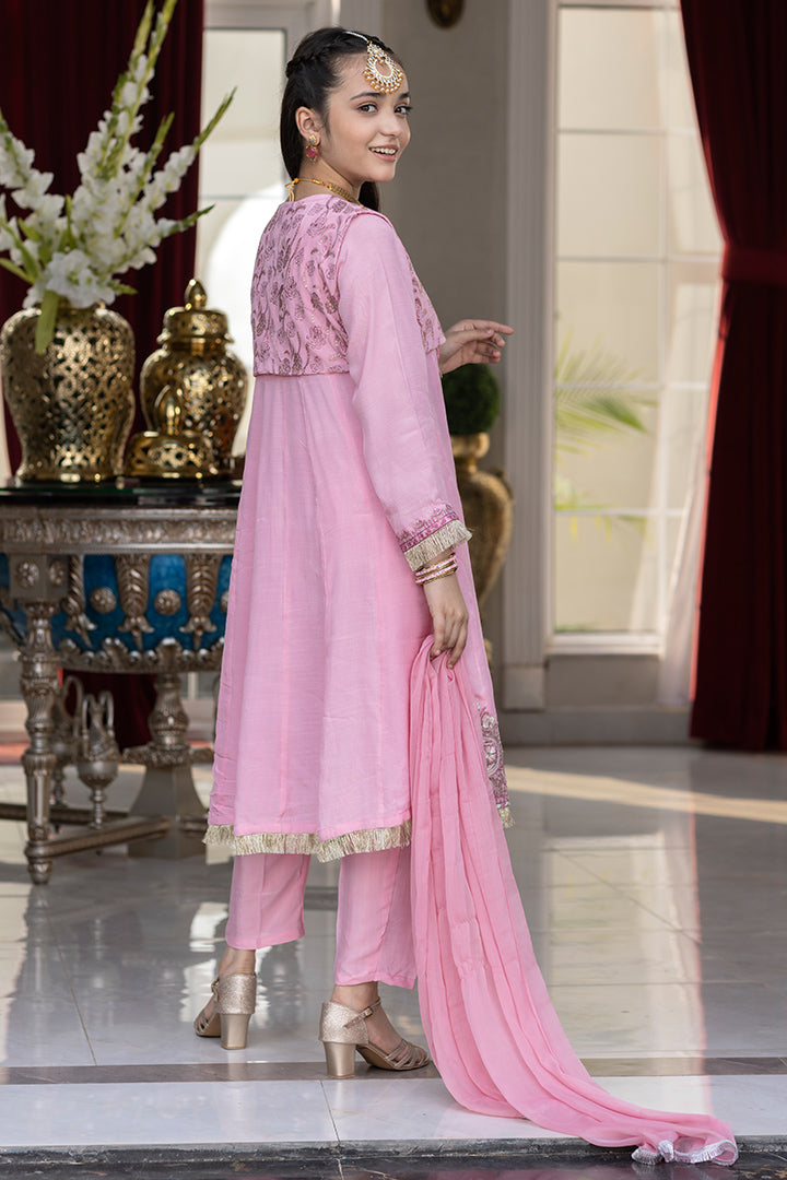 3 Piece Pink Rao Silk Suit