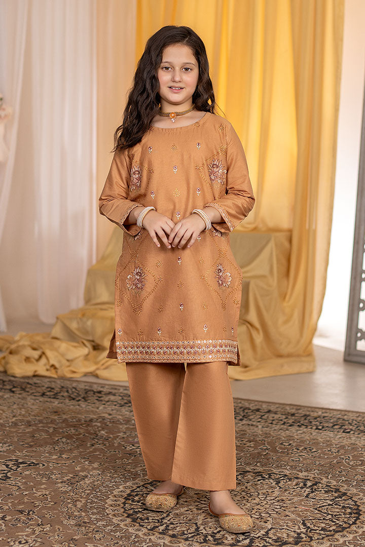 Golden Dusk-2 PIECE EMBROIDERED Cotton SUIT