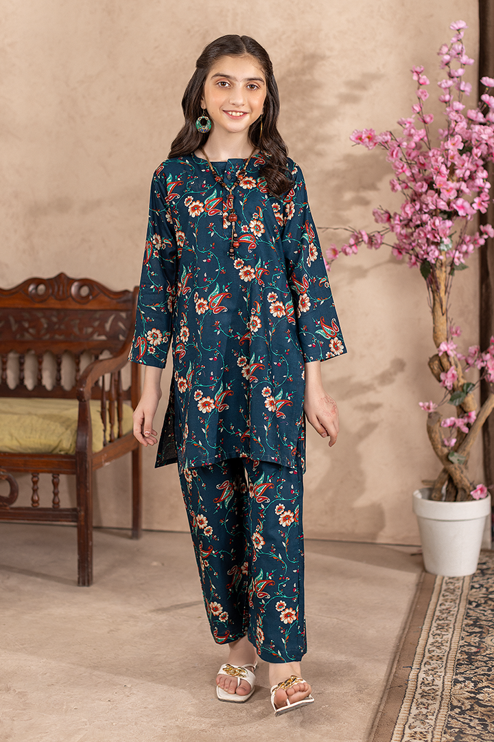 Teal Blossom- 2 Piece Printed