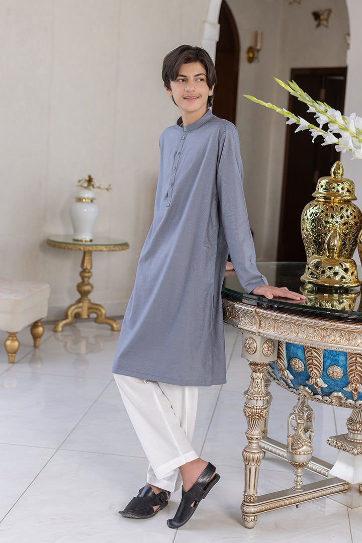 SELF COTTON GRAY KURTA TROUSER