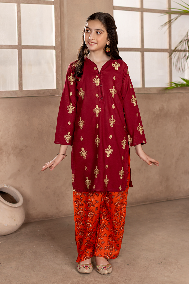 Maroon Majesty-2 Piece Embroidered
