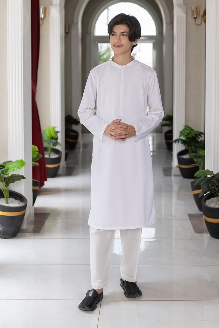 SELF COTTON WHITE KURTA TROUSER