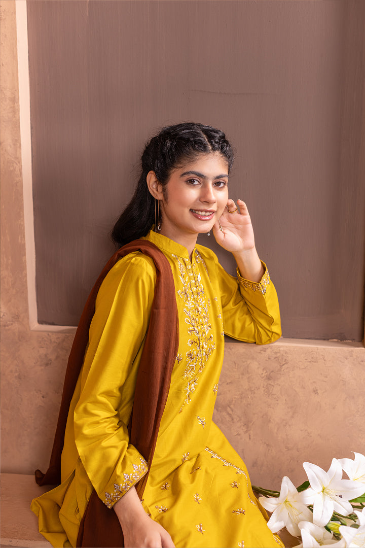 Noori-3 Piece Embroidered Cotton Suit