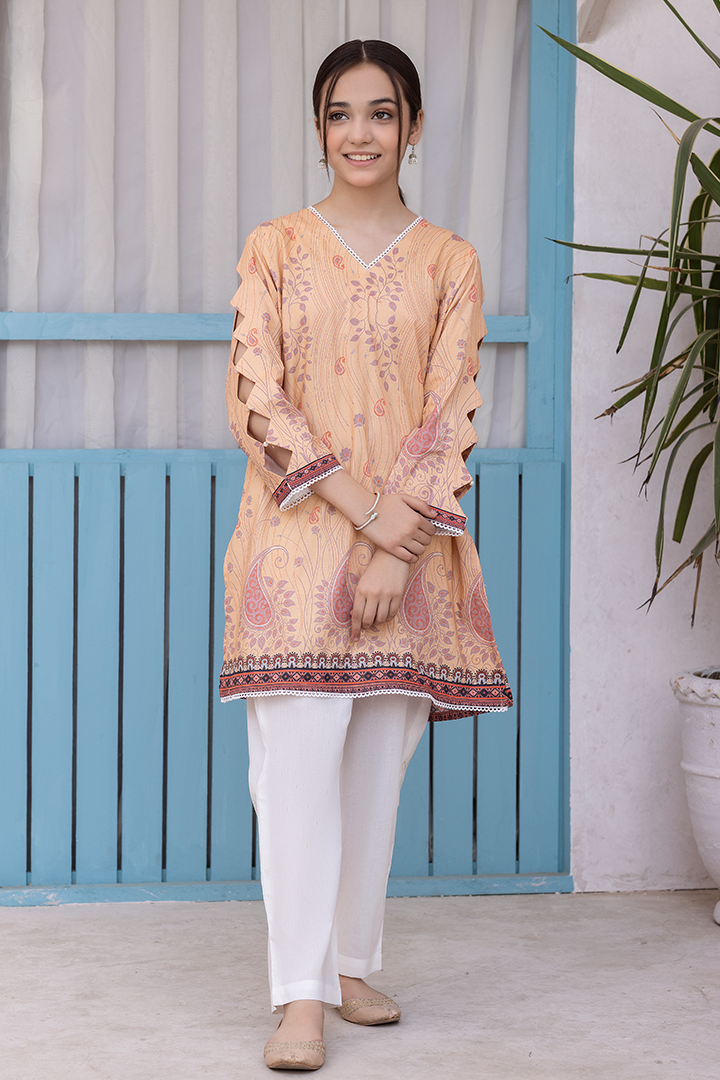 2 Pieces Peach Digital Printed Suit