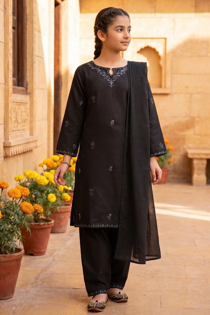Noor Al-Lail-3 Piece embroidery cotton suit