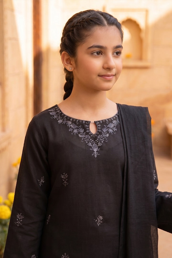 Noor Al-Lail-3 Piece embroidery cotton suit