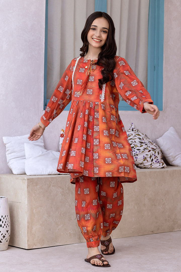 2 Pieces Mahroon Printed Suit