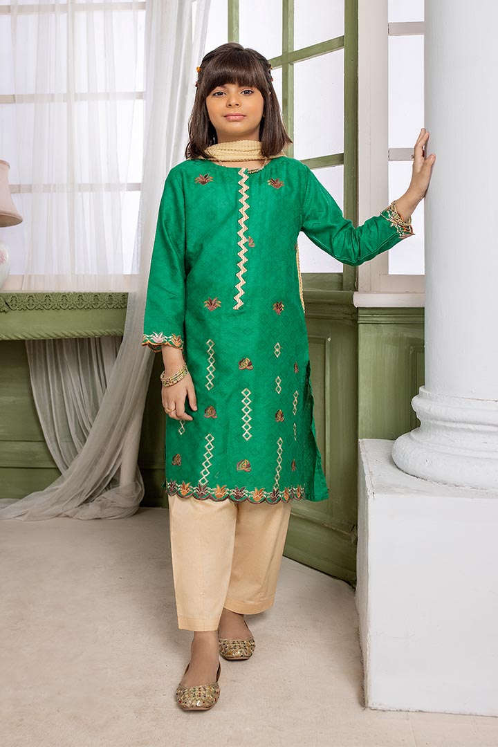 3 piece-Cotton Embroidered Suit