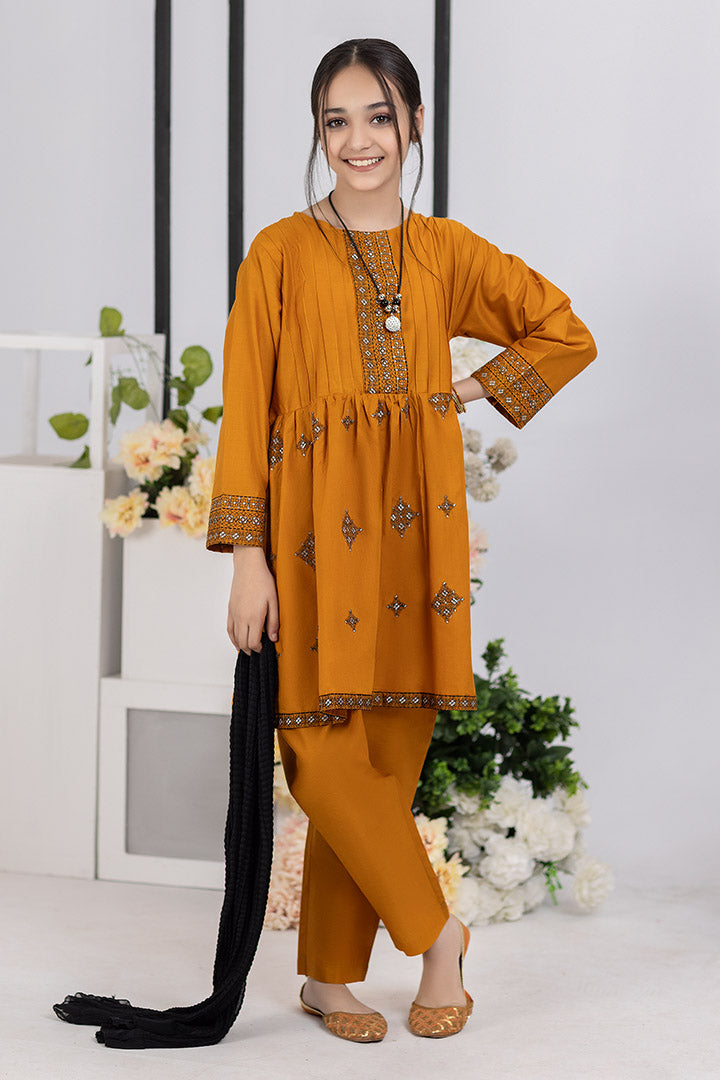 3 Piece Mustard Embroidered Suit 2.0