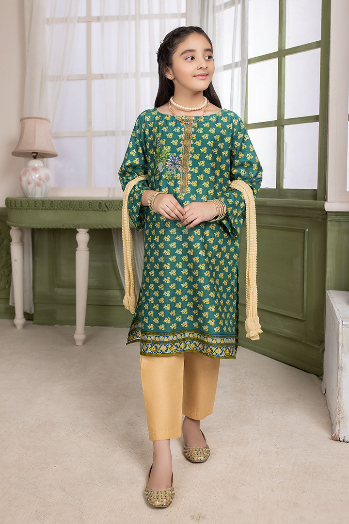 3 PIECE - S.GREEN EMBROIDERED SUIT