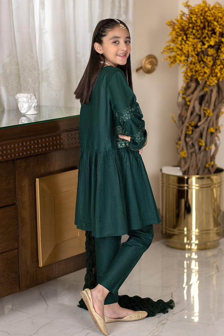 3 piece-Bottle Green Embroidered Suit