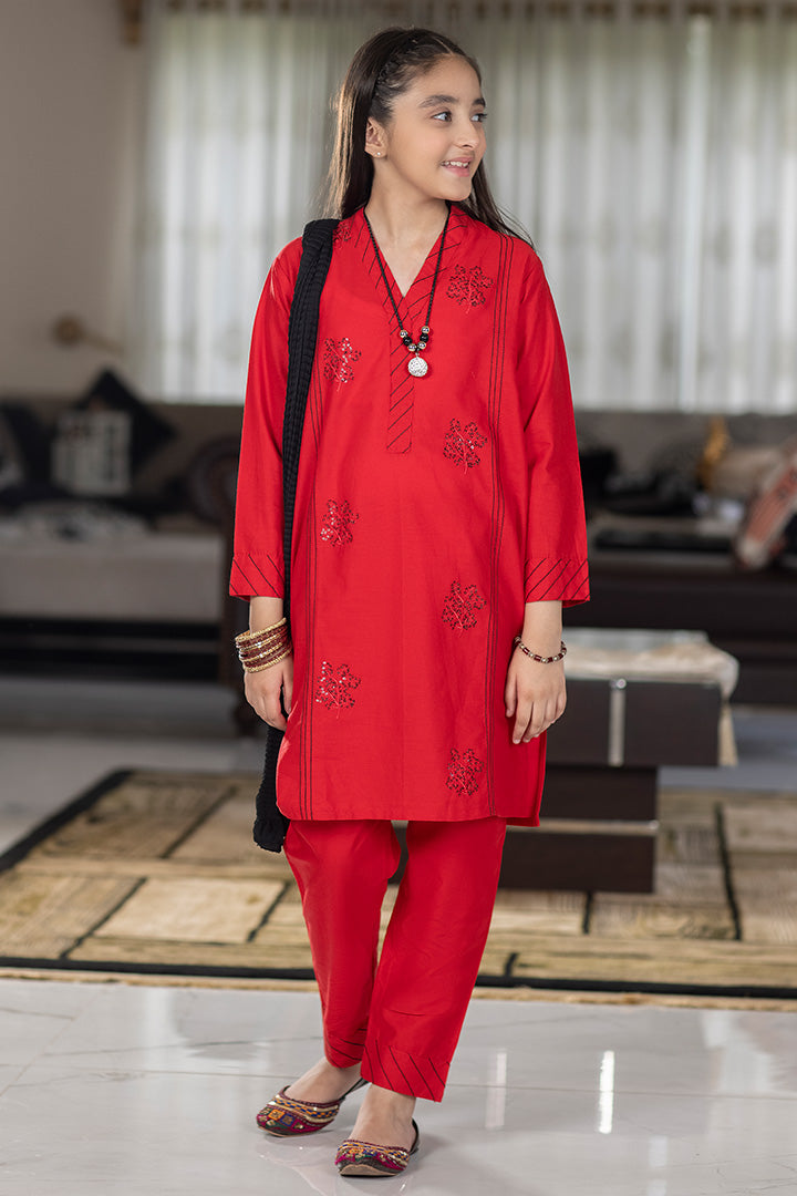 3 Piece - Red Embroidered Suit