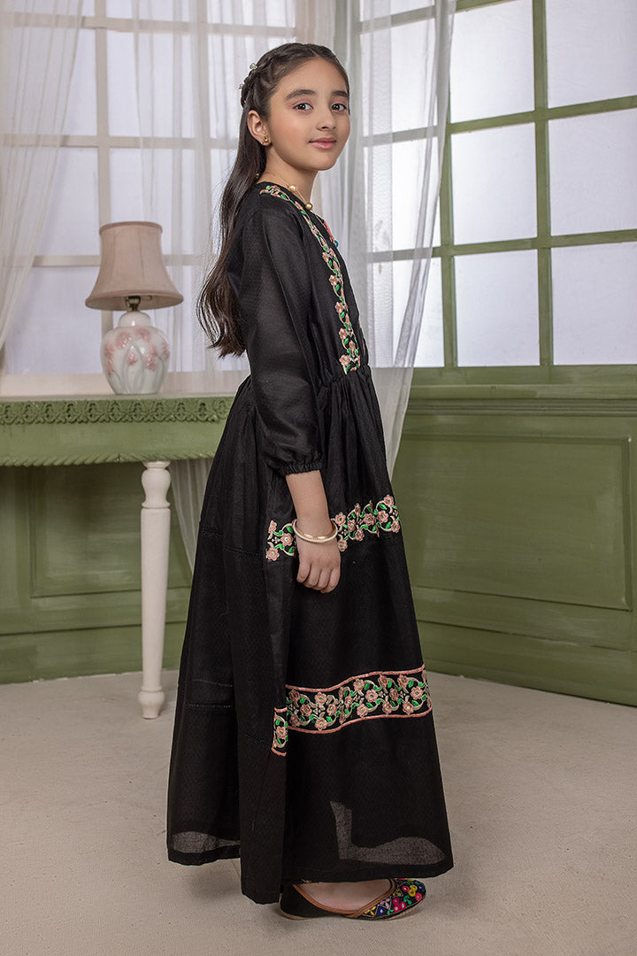 1 piece- Black Embroidered Long Frock